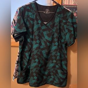 2 Medium Infinity by Cherokee printed scrub tops